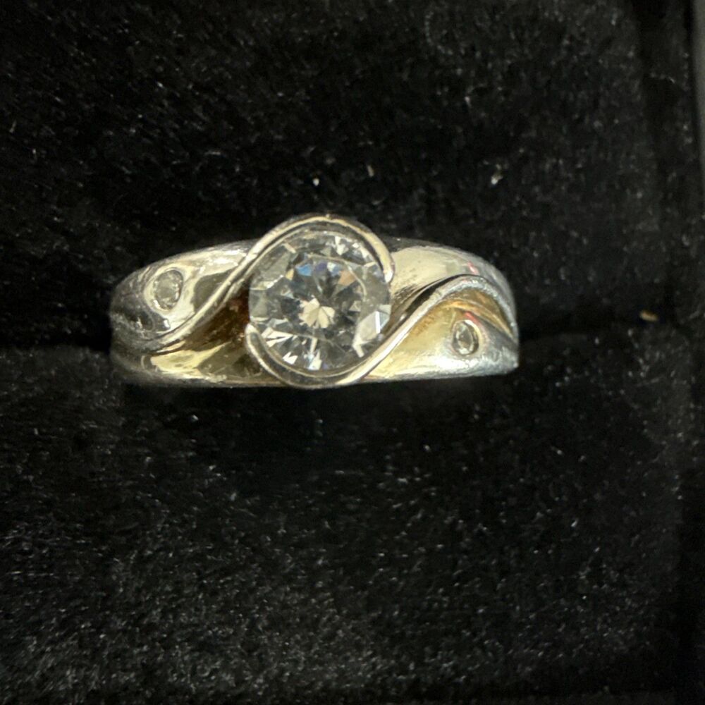 Round Simulated Diamond Jeulia 925 Silver Ring Sz 12.25